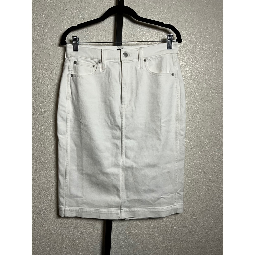 J.Crew Womens White Denim‎ Pencil Skirt Size 6 Classic Career Casual